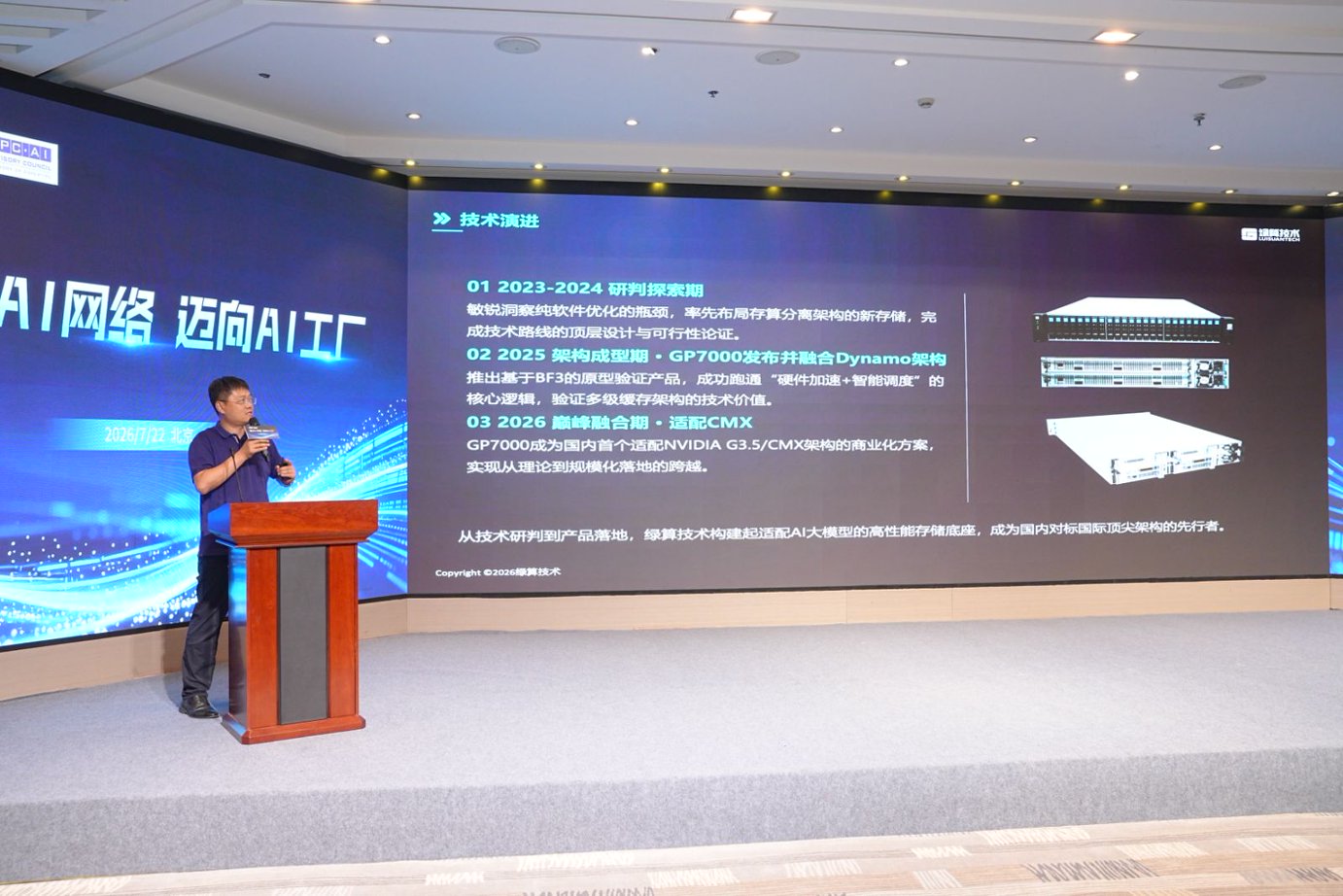 演讲现场:大屏展示GP7000技术演进路线